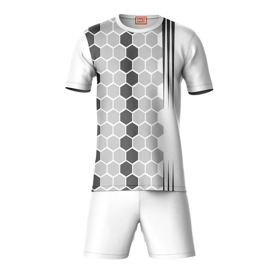 Next Print Round neck jersey white with shorts NPTS167