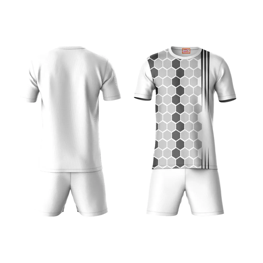 Next Print Round neck jersey white with shorts NPTS167