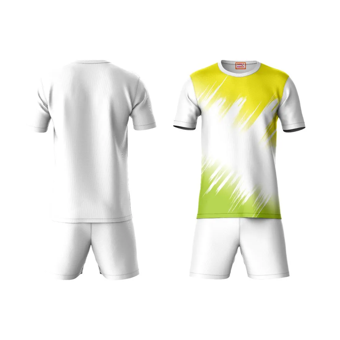 Next Print Round neck jersey white with shorts NPTS173