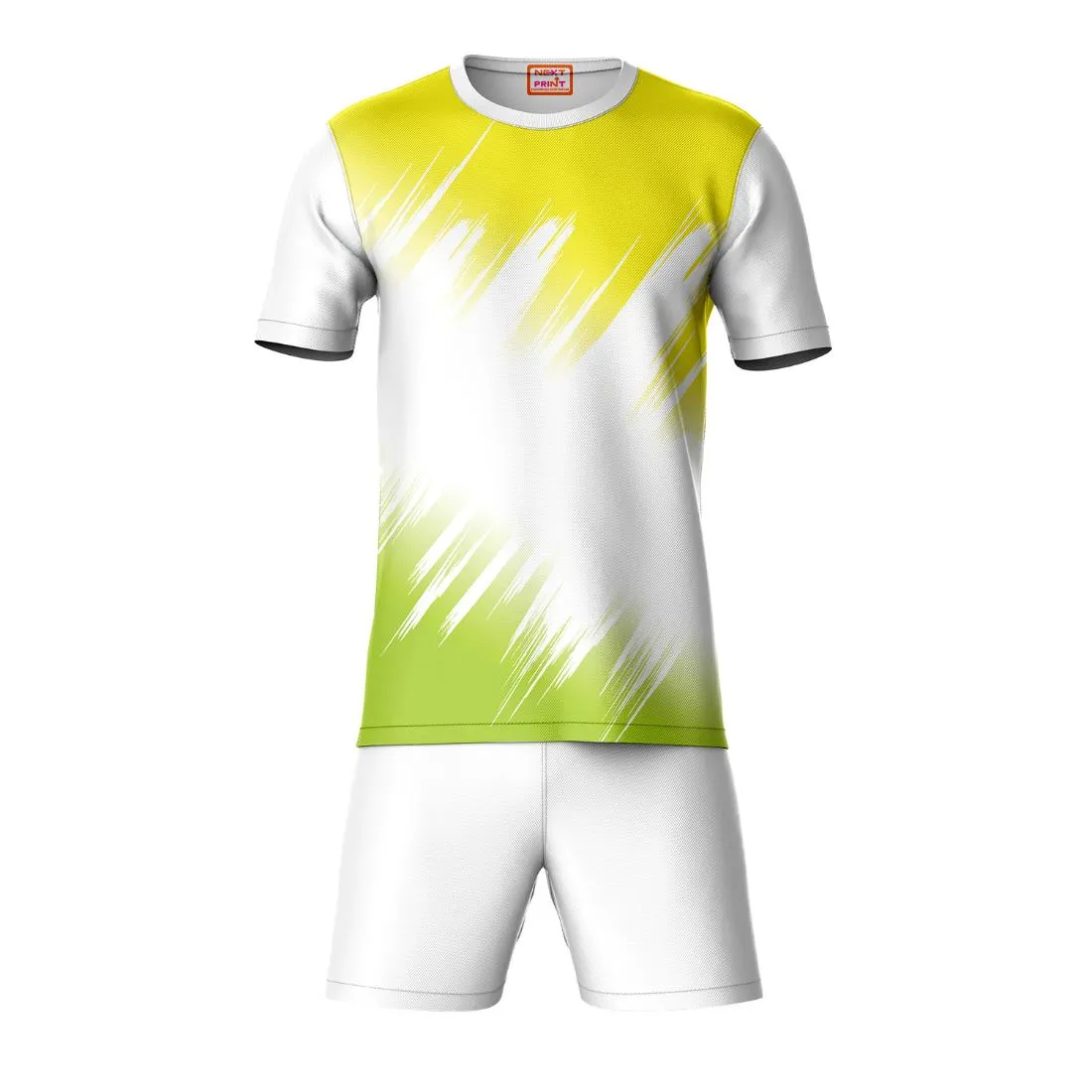 Next Print Round neck jersey white with shorts NPTS173