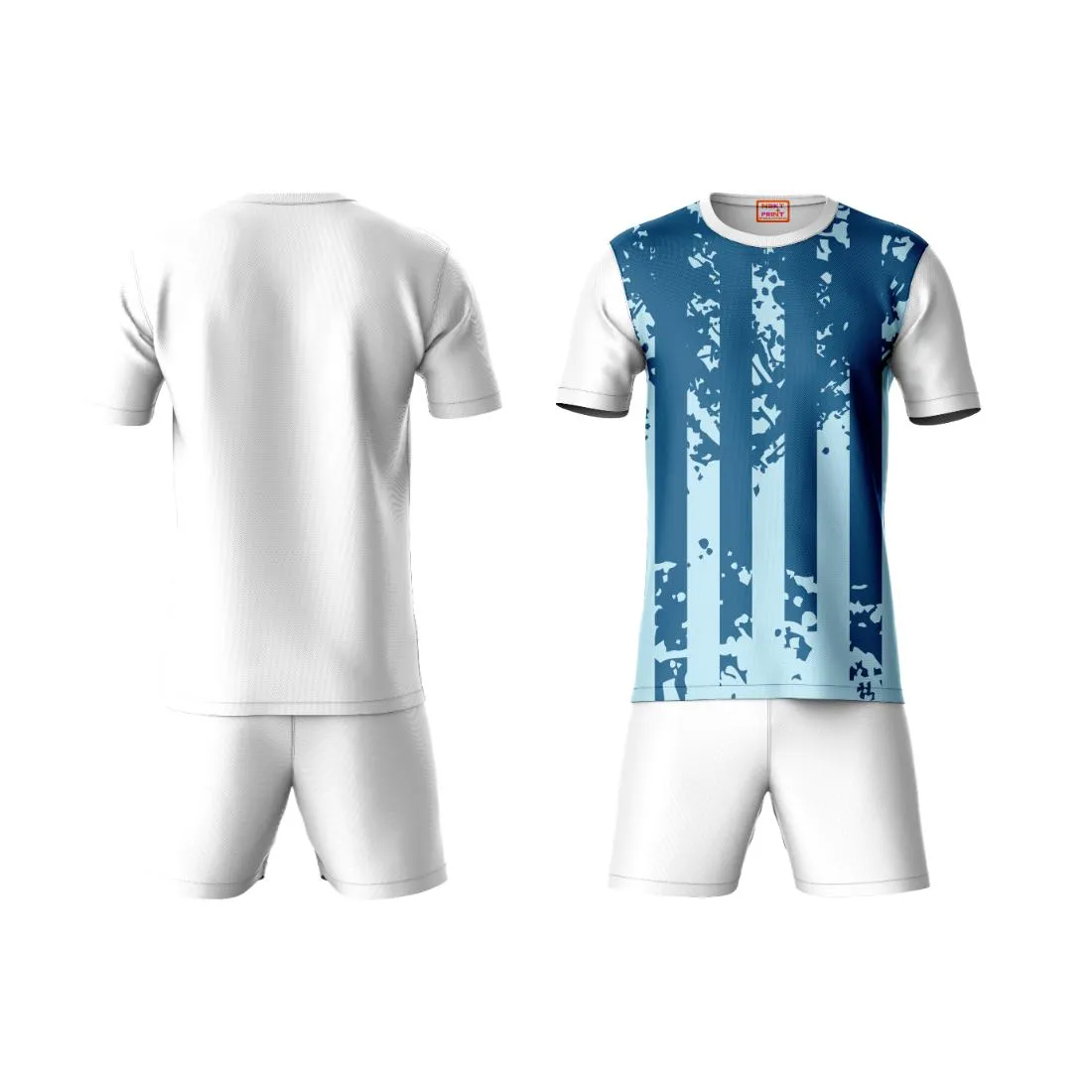 Next Print Round neck jersey white with shorts NPTS187