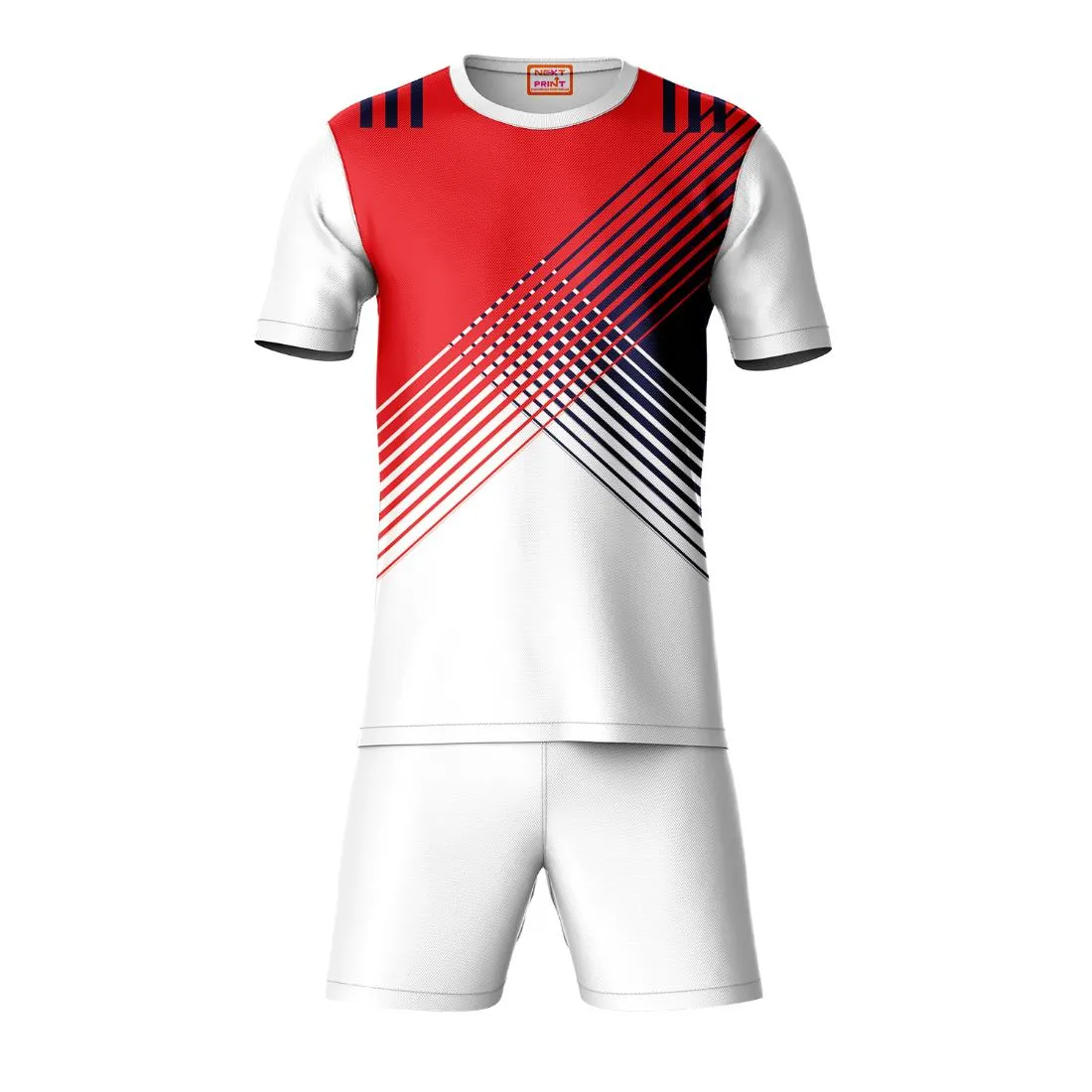 Next Print Round neck jersey white with shorts NPTS199