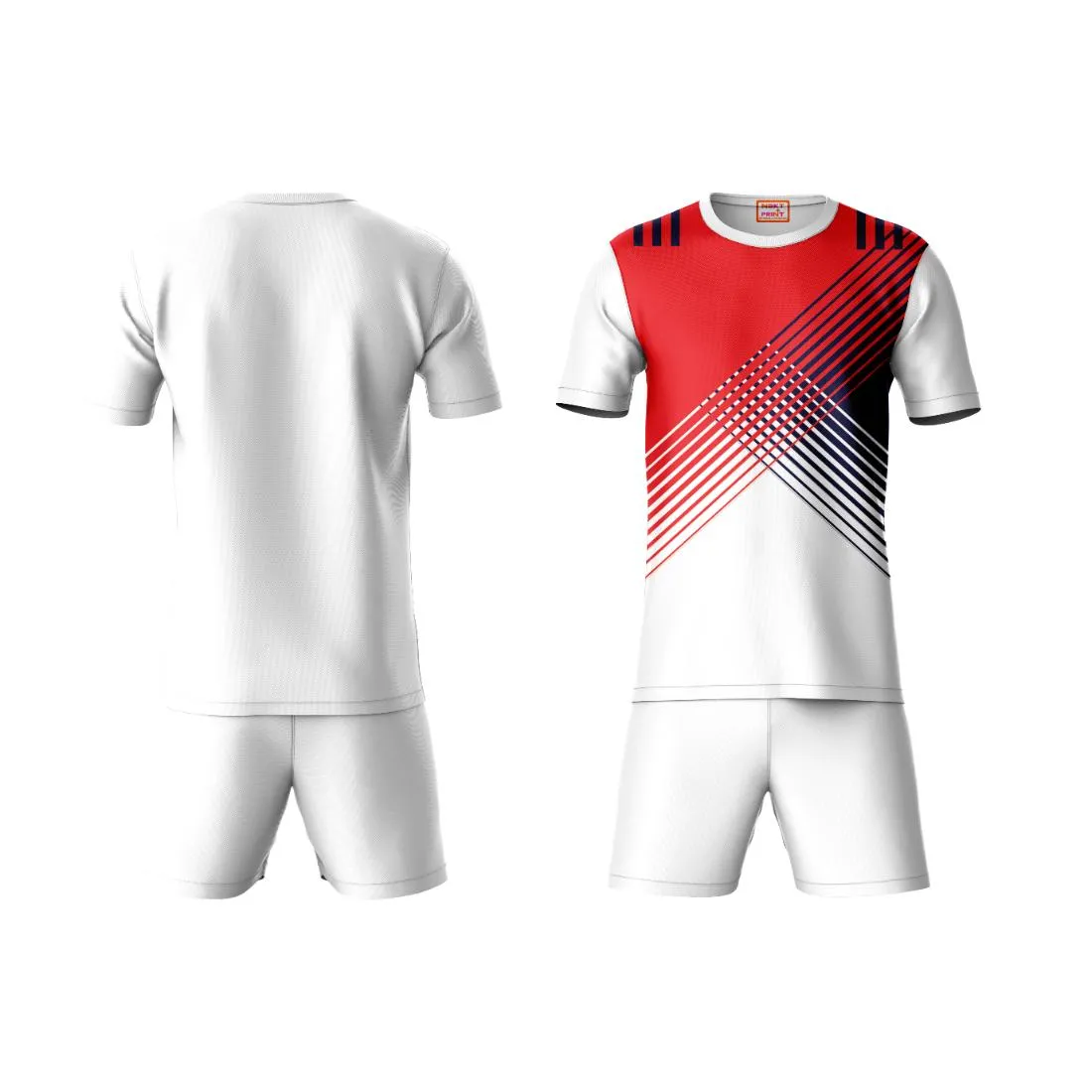 Next Print Round neck jersey white with shorts NPTS199