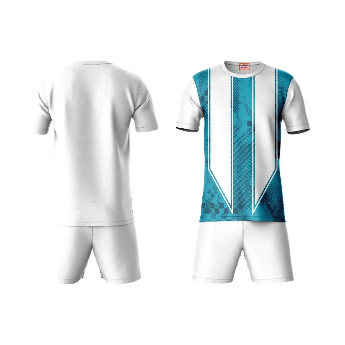 Next Print Round neck jersey white with shorts NPTS49