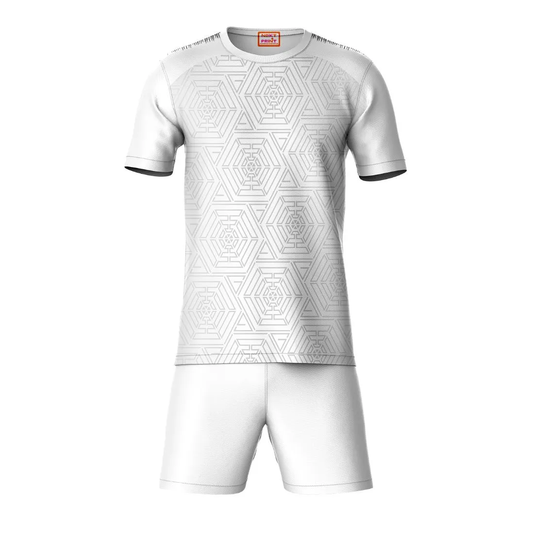 Next Print Round neck jersey white with shorts NPTS68