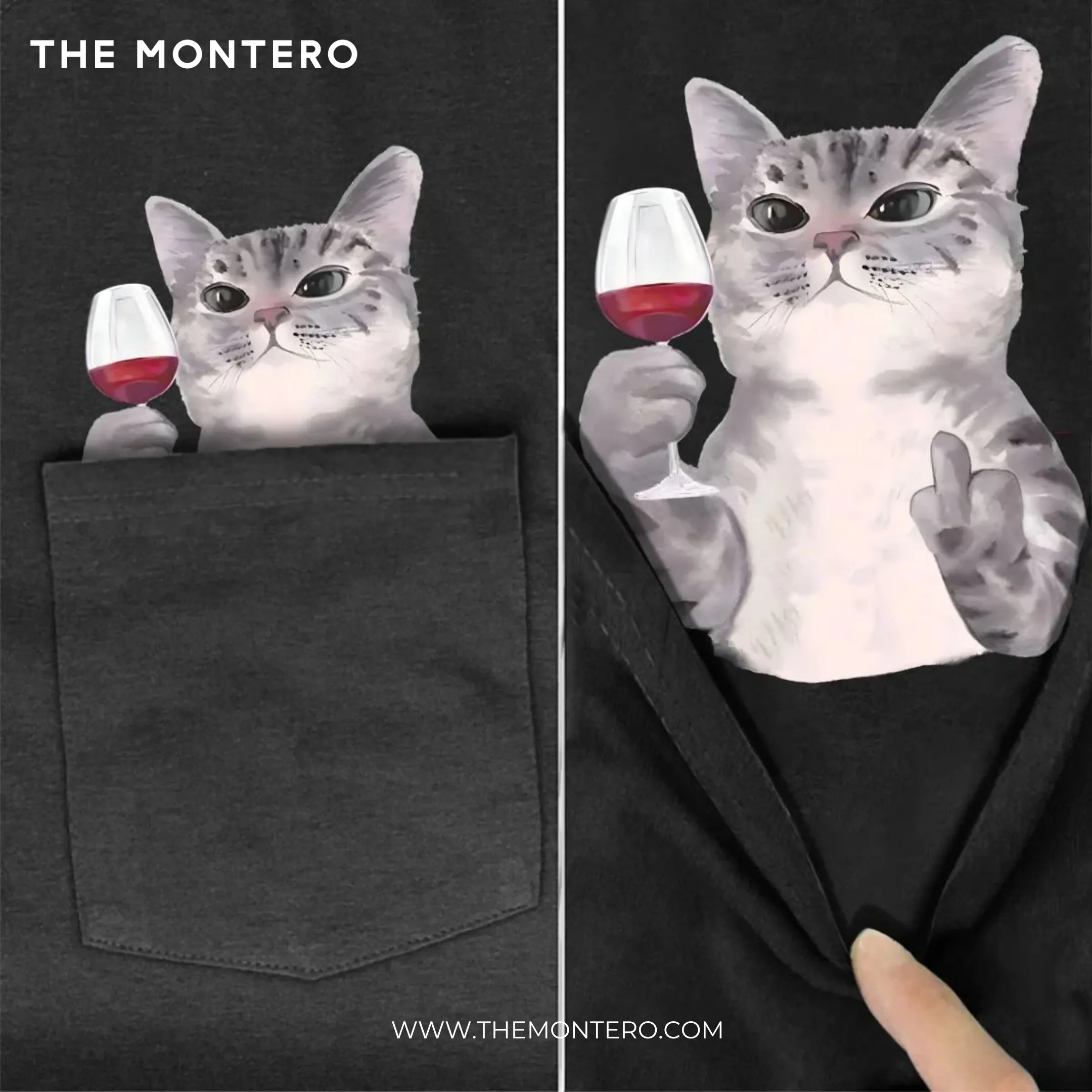 NOBLESSE CAT WINE POCKET T-SHIRT