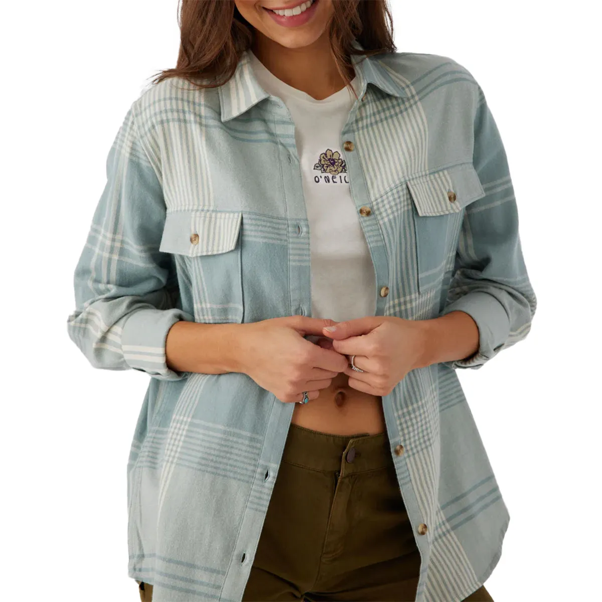 O'Neill Women's Brooks Long Sleeve Button-Up Flannel Shirt