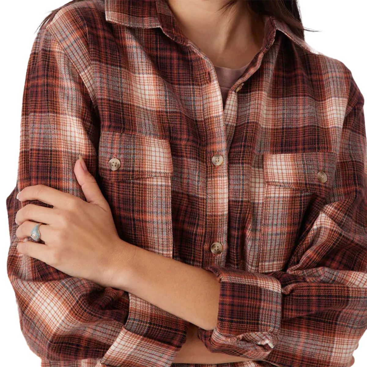 O'Neill Women's Brooks Long Sleeve Button-Up Flannel Shirt