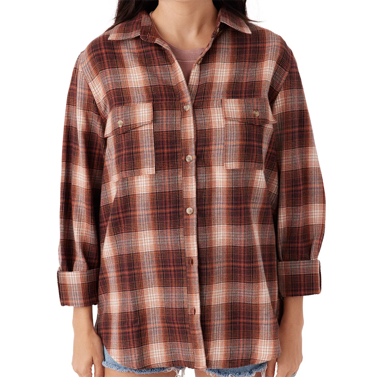 O'Neill Women's Brooks Long Sleeve Button-Up Flannel Shirt