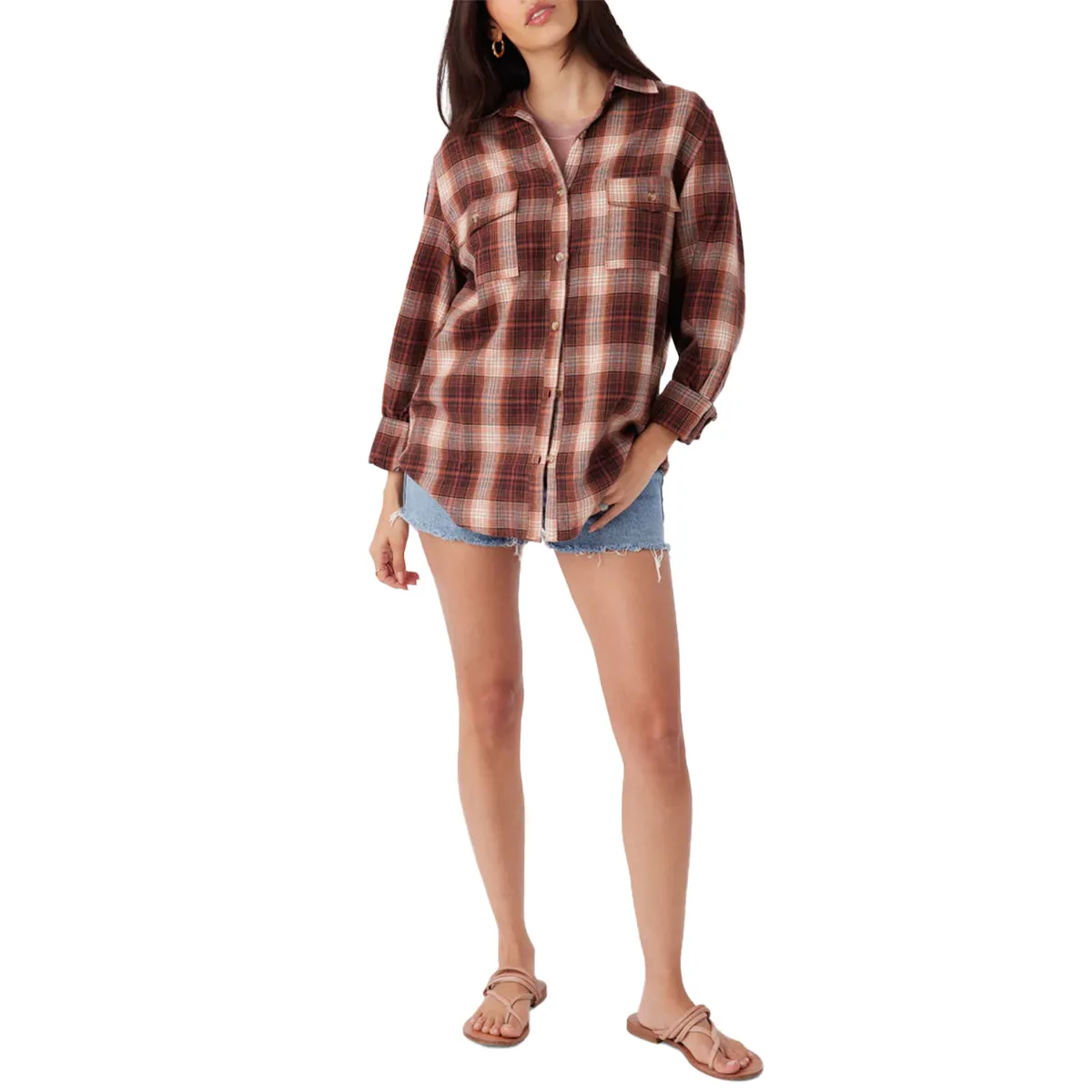 O'Neill Women's Brooks Long Sleeve Button-Up Flannel Shirt