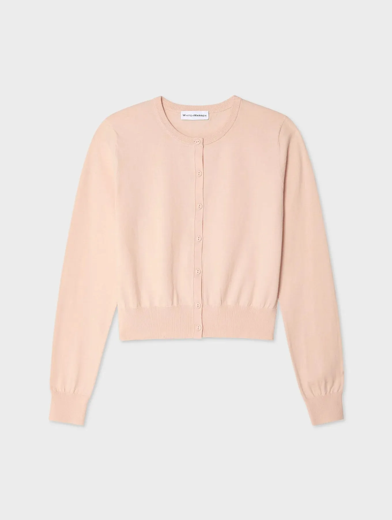 Organic Cotton Crewneck Cardigan - Desert Pink