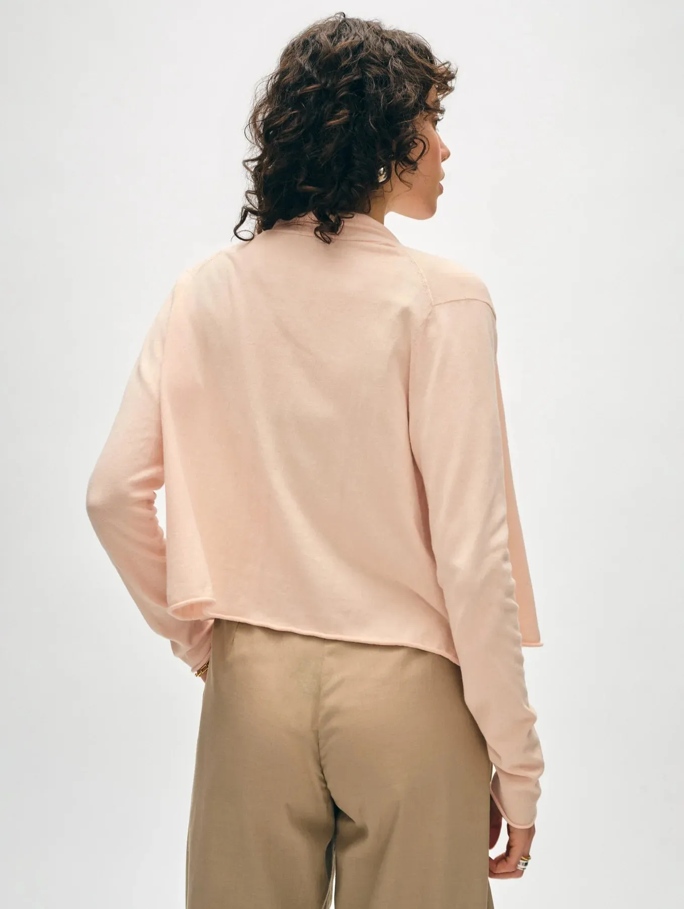 Organic Cotton Cropped Trapeze Cardigan - Desert Pink