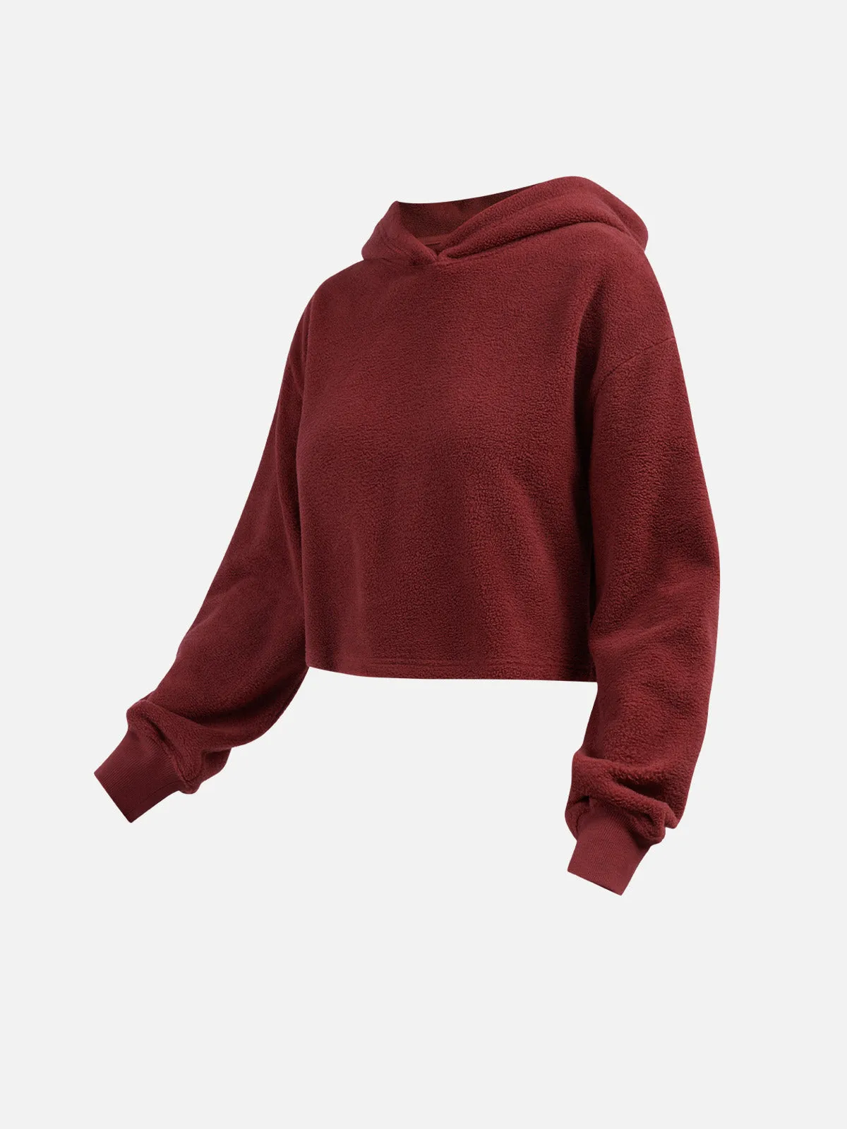 Polar Fleece Drop Shoulder Cropped Hoodie