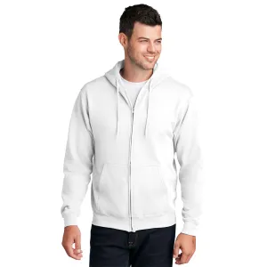 Port & Company® Core Fleece Full-Zip Hooded Sweatshirt - White