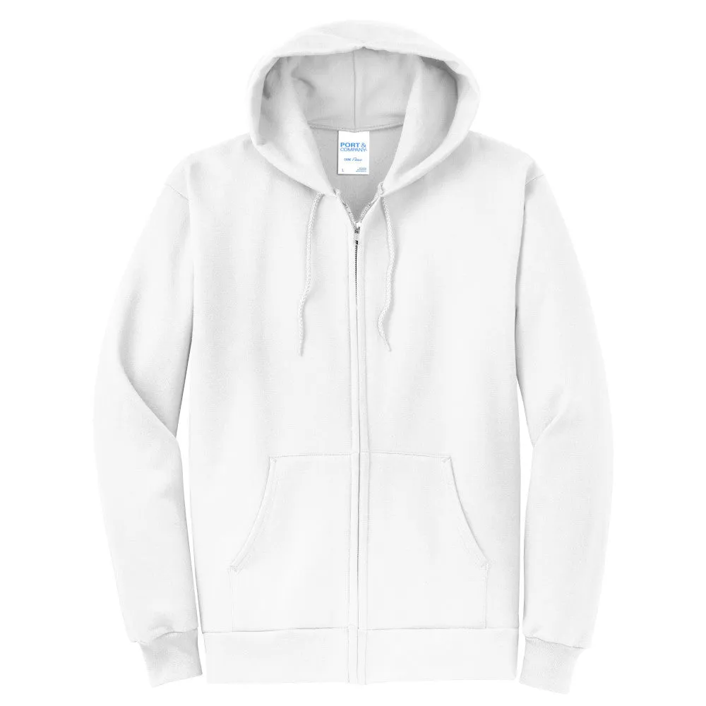 Port & Company® Core Fleece Full-Zip Hooded Sweatshirt - White