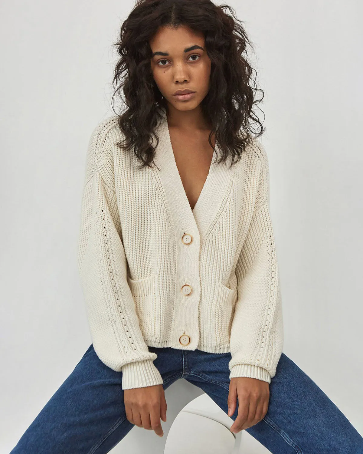 Preila Merino Wool Cardigan Sea Salt