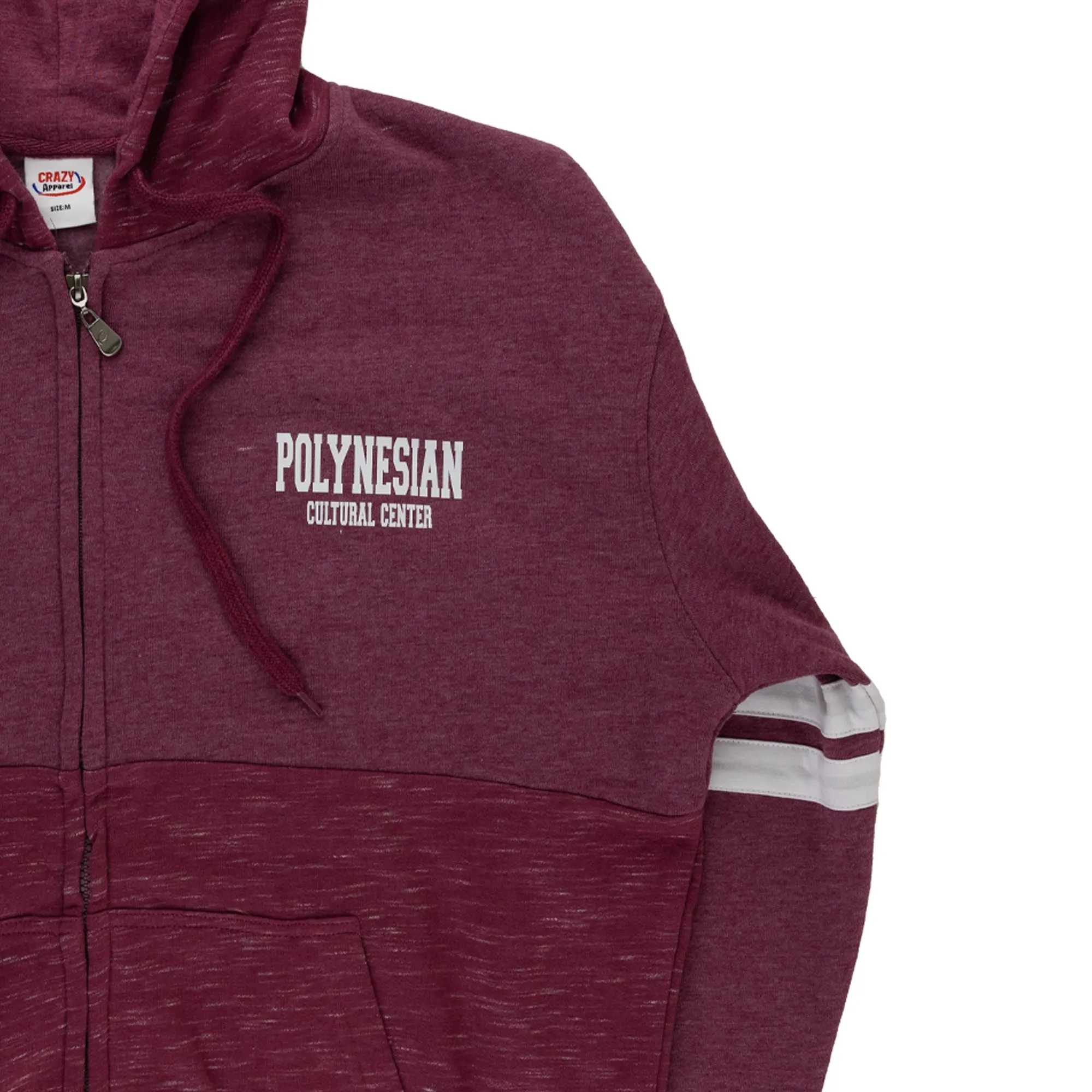 "Polynesian Cultural Center" Full Zip 2-Tone Hoodie- Burgundy