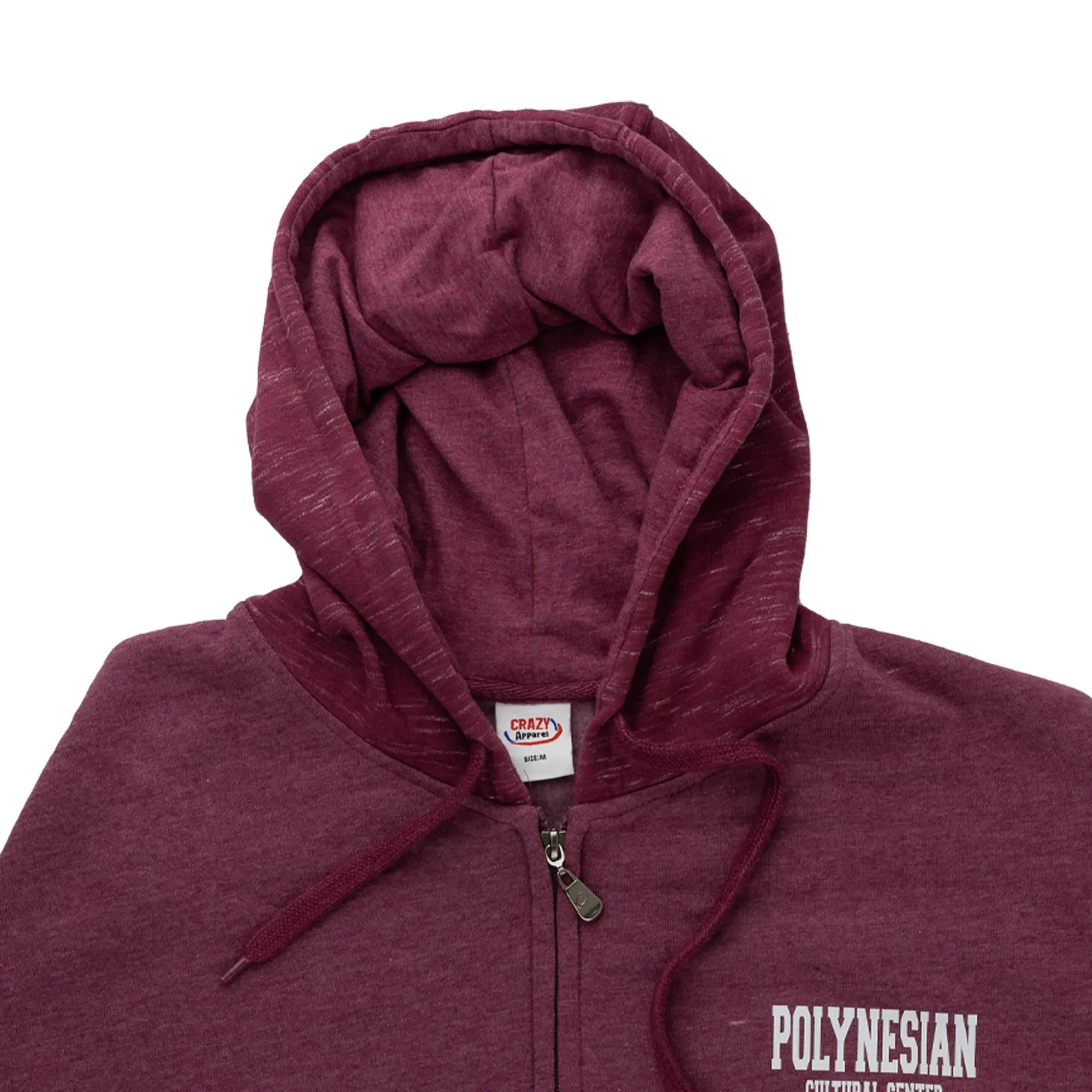 "Polynesian Cultural Center" Full Zip 2-Tone Hoodie- Burgundy