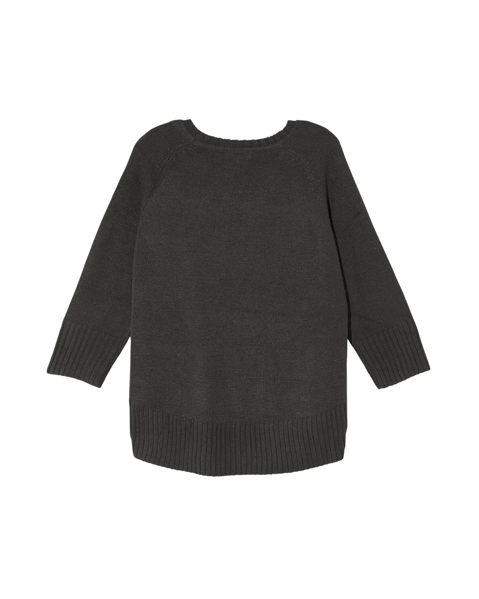 Romi 3/4 Sleeve Cable Rounded Hem Sweater | Charcoal Grey