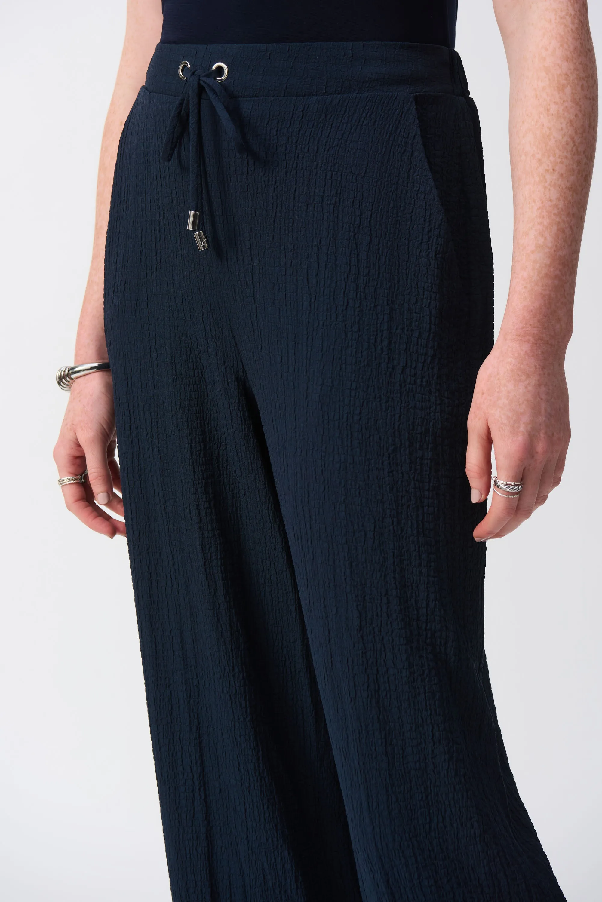 Seersucker Wide Leg Pull-On Pants