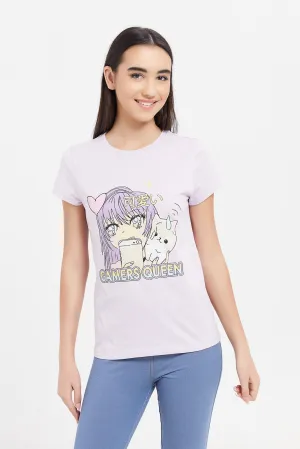 Senior Girls Purple Graphic T-Shirts