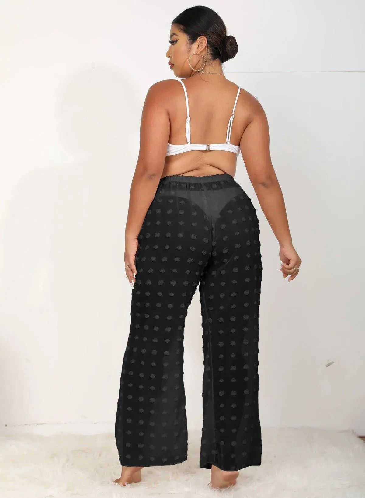 Sheer Polka Dot Wide Pants