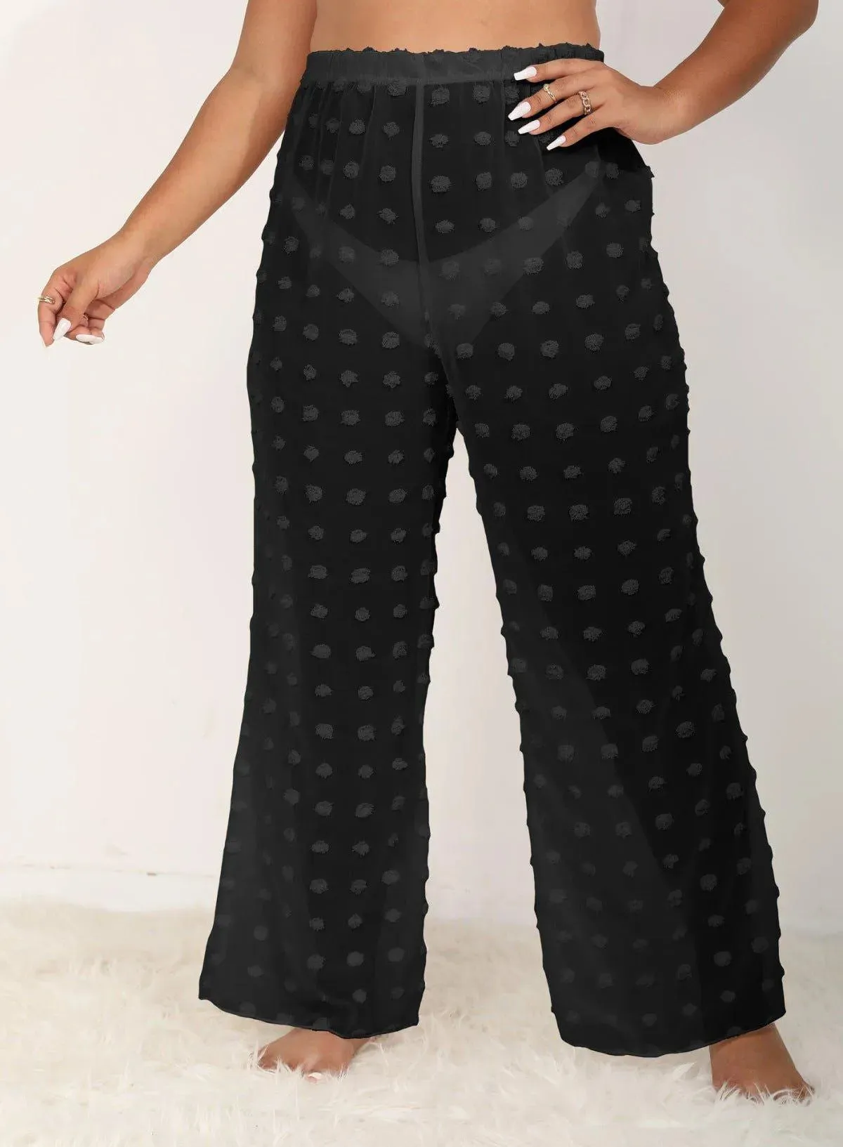 Sheer Polka Dot Wide Pants