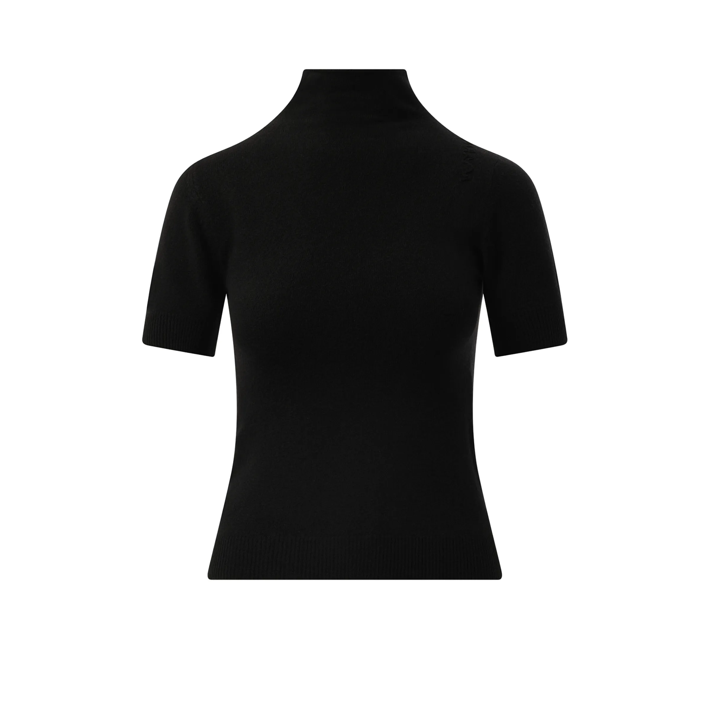 Short Sleeve Turtleneck Sweater in Black