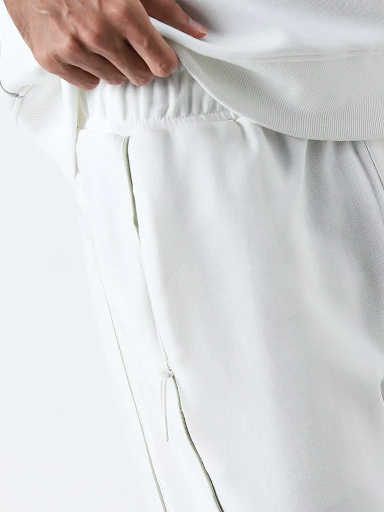 Studiofit White Relaxed-Fit Cotton Blend Track Pants