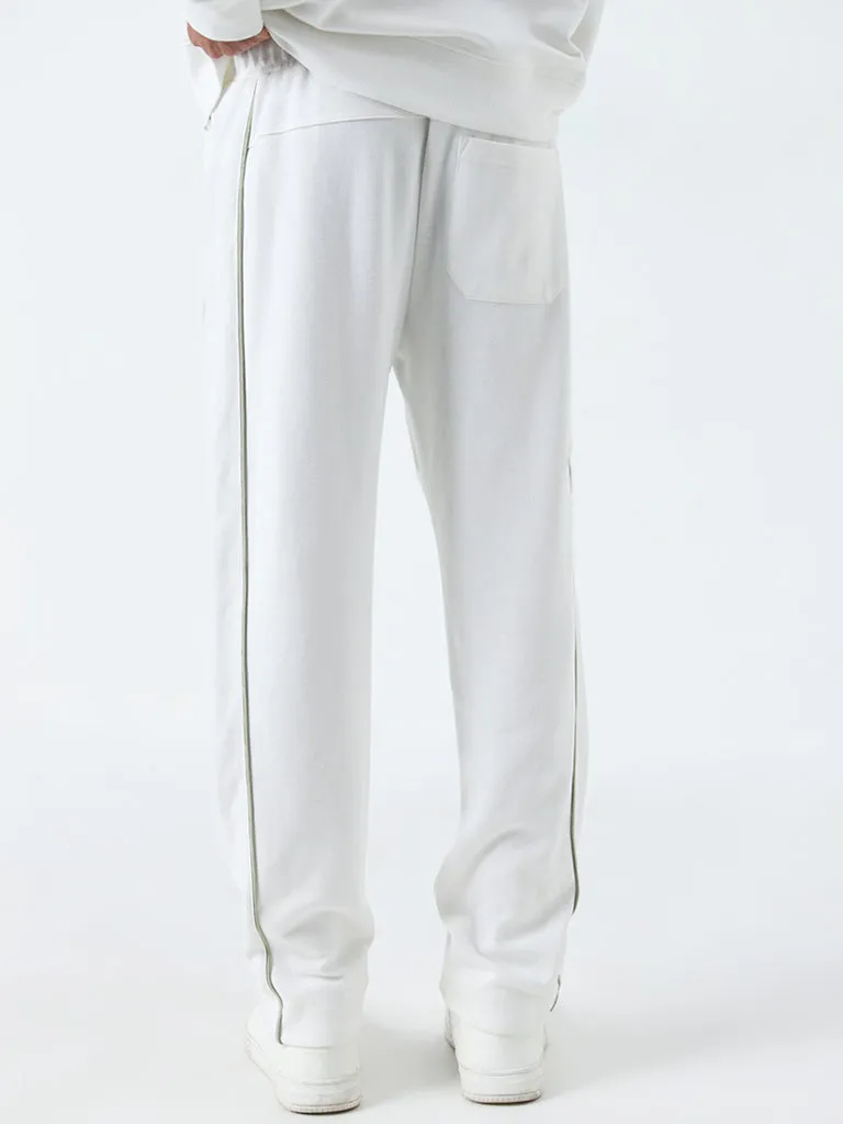 Studiofit White Relaxed-Fit Cotton Blend Track Pants