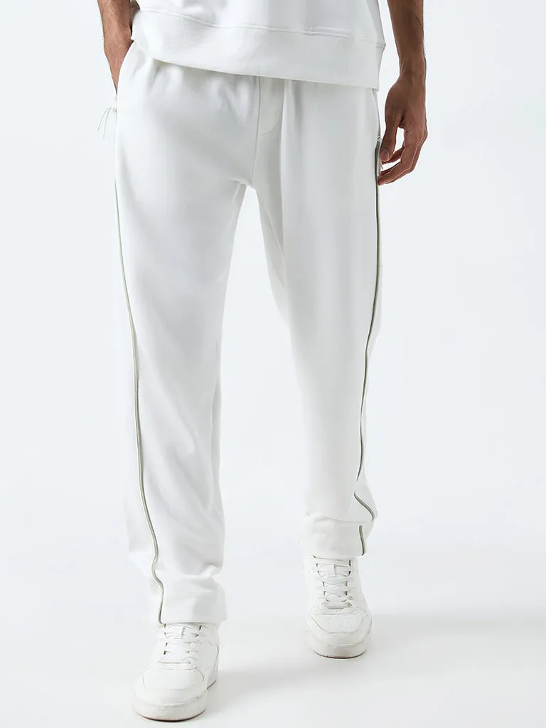 Studiofit White Relaxed-Fit Cotton Blend Track Pants