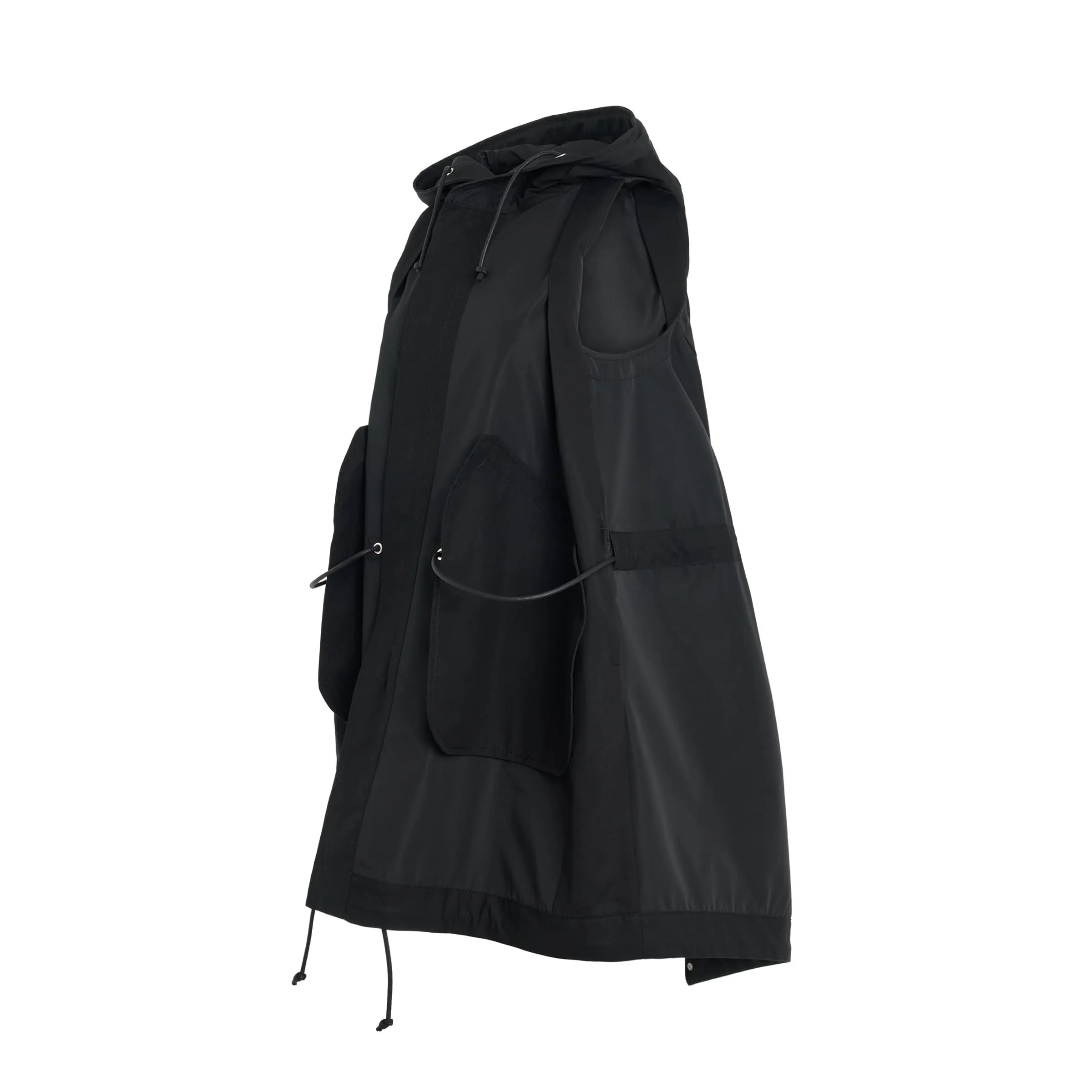 Taffeta Sleeveless Blouson in Black