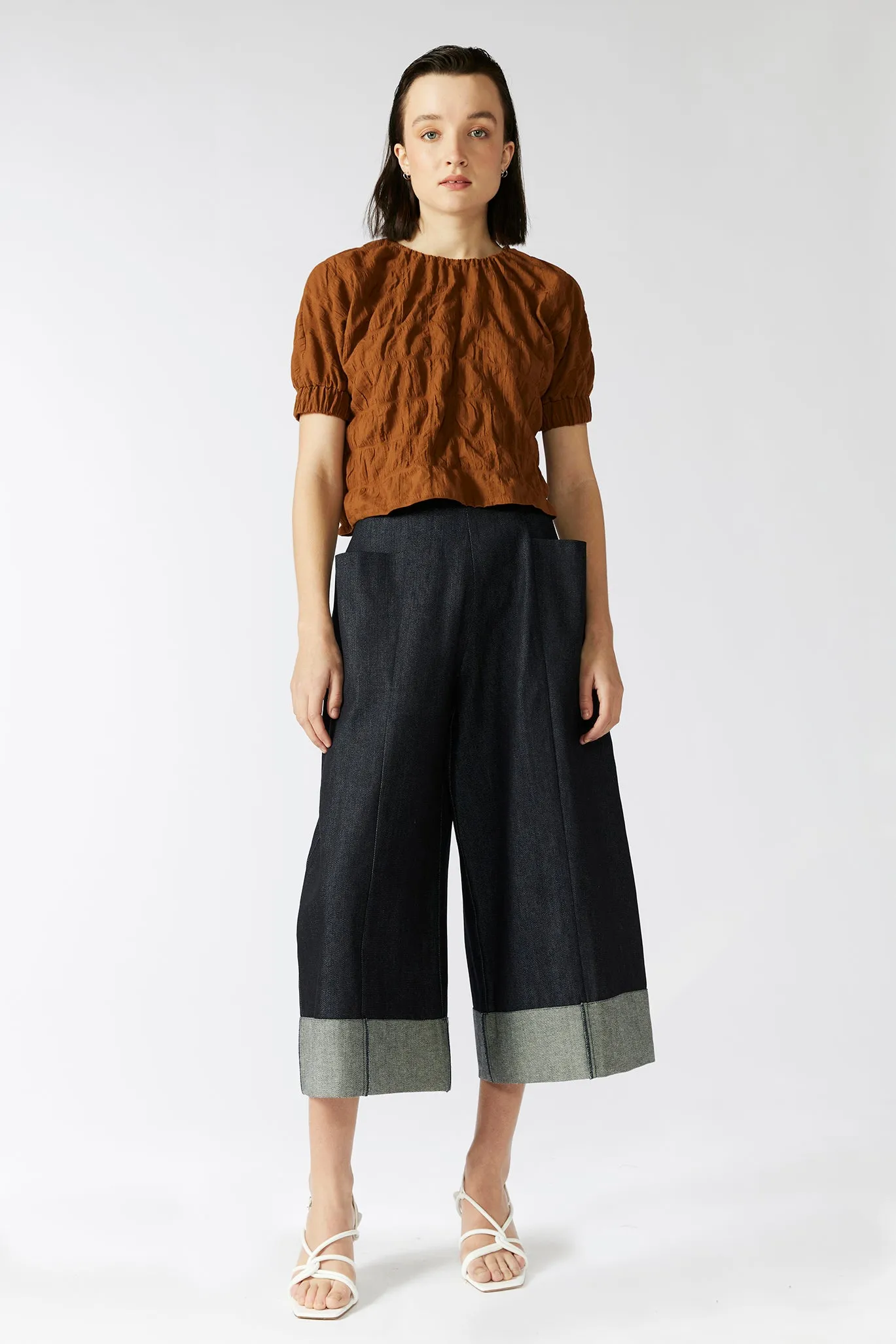 TERRACOTTA TOP [ Burnt Orange Cotton, Short Sleeves ]