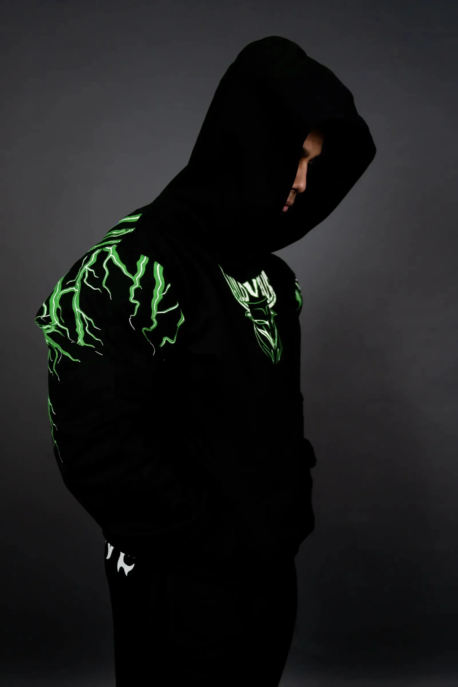 THUNDER STORM HOODIE (BLACK GREEN)