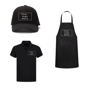 Uniformer Server Pack Of 5 (5 Aprons, 5 T-Shirts, 5 Caps) Personalisation Available