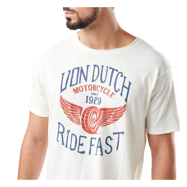 Von Dutch - Slub T Shirt - White/Black/Red