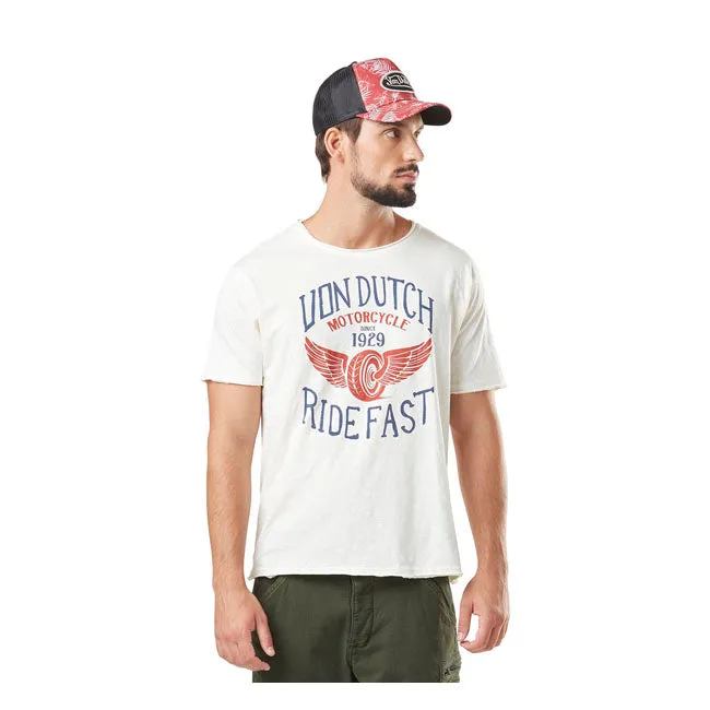 Von Dutch - Slub T Shirt - White/Black/Red