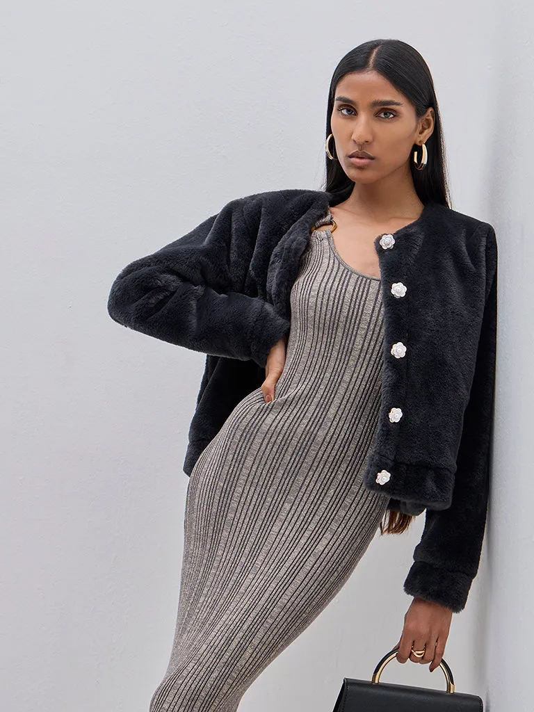 Wardrobe Black Faux-Fur Cardigan