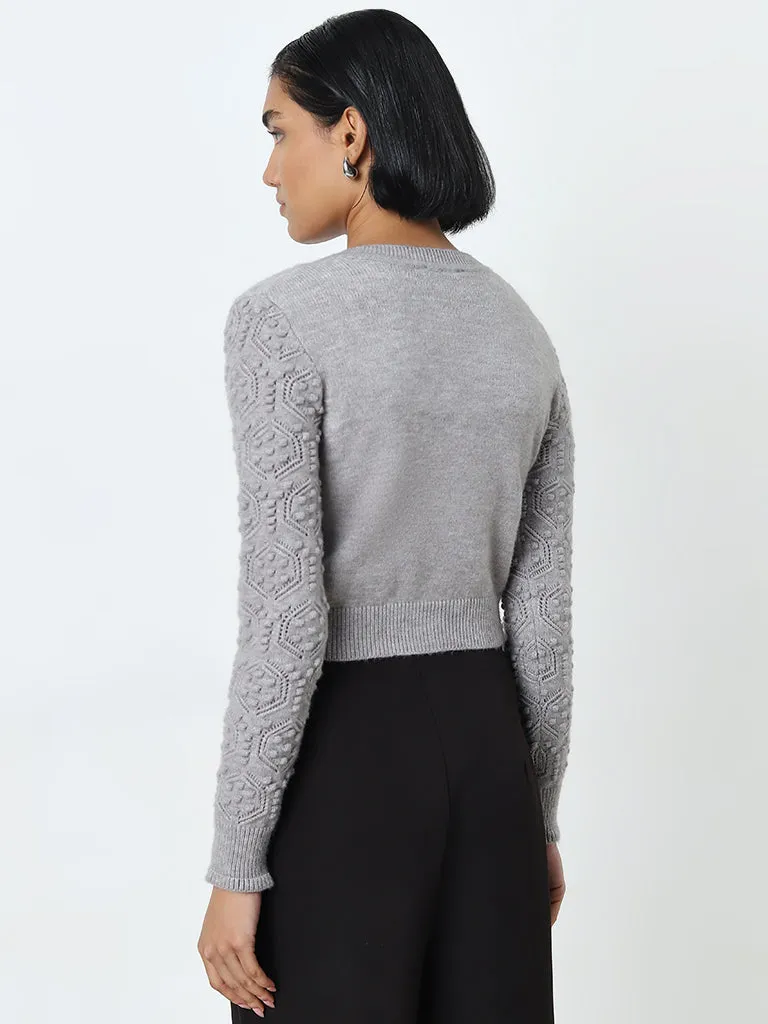 Wardrobe Grey Knit-Textured Cardigan