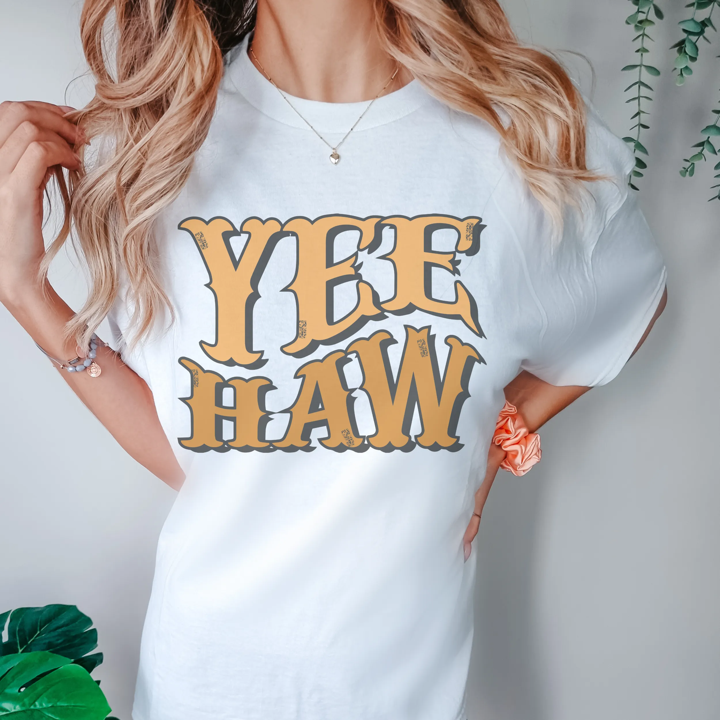 Yee Haw Tee, Trendy Comfort Colors® T-shirt, Spring or Summer Western Cowboy Design T-Shirt Gift in Six Colors, Fun, Trendy T-Shirt